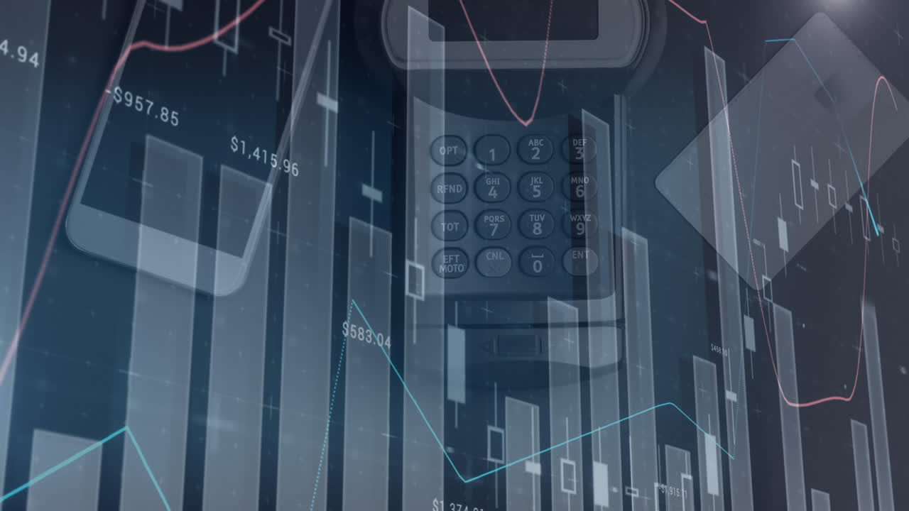 Animation of financial data processing over smartphone and payment terminal