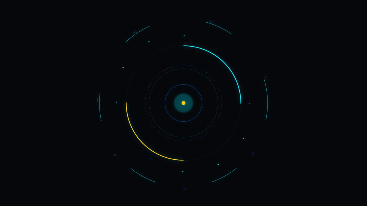 Abstract Digital HUD Interface with Rotating Circular Elements