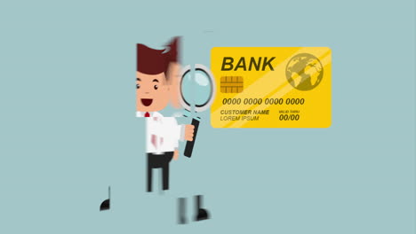 businessman examining credit card