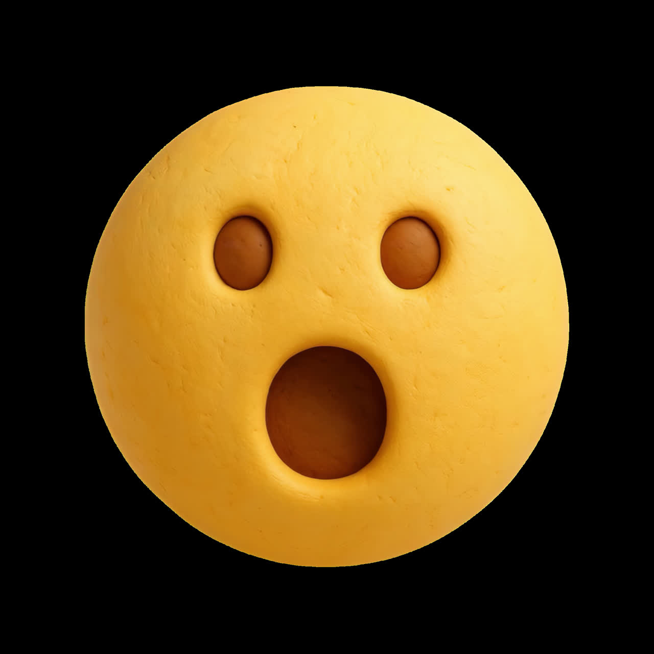 Surprised emoji with open mouth animation isolated asset, transparent 4K video, alpha channel