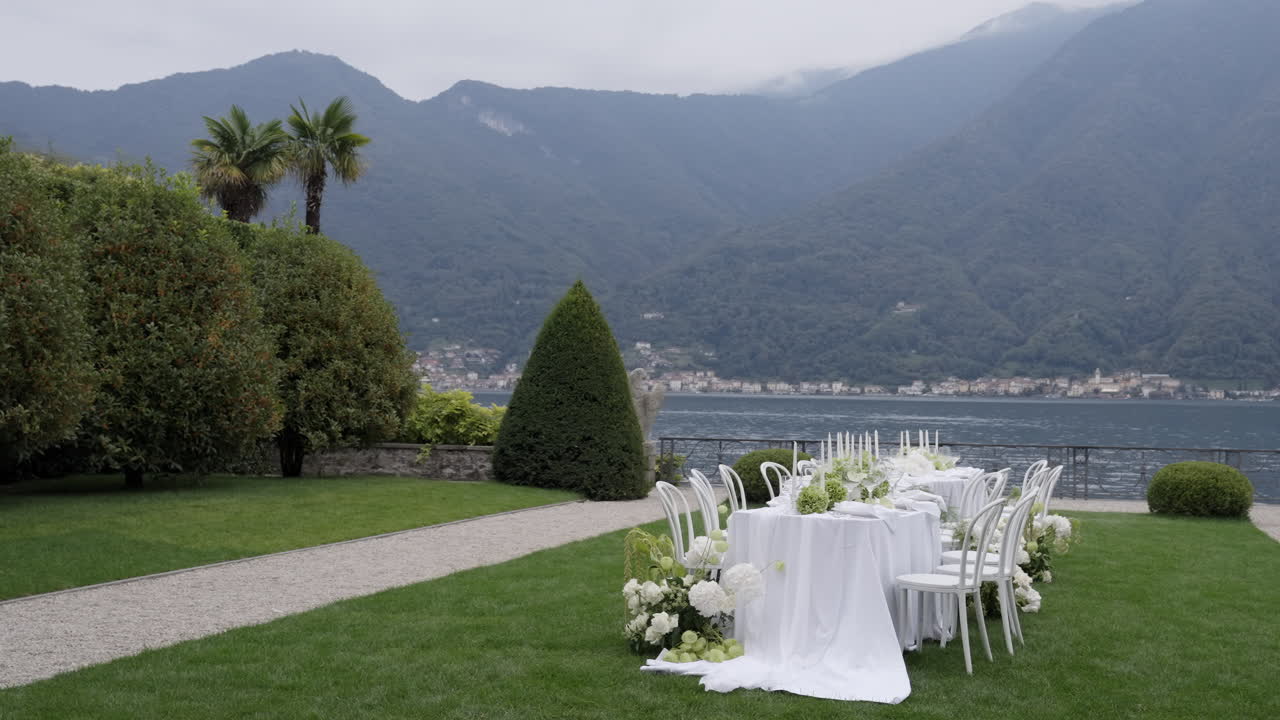 Elegant Outdoor Wedding Reception by the Lake