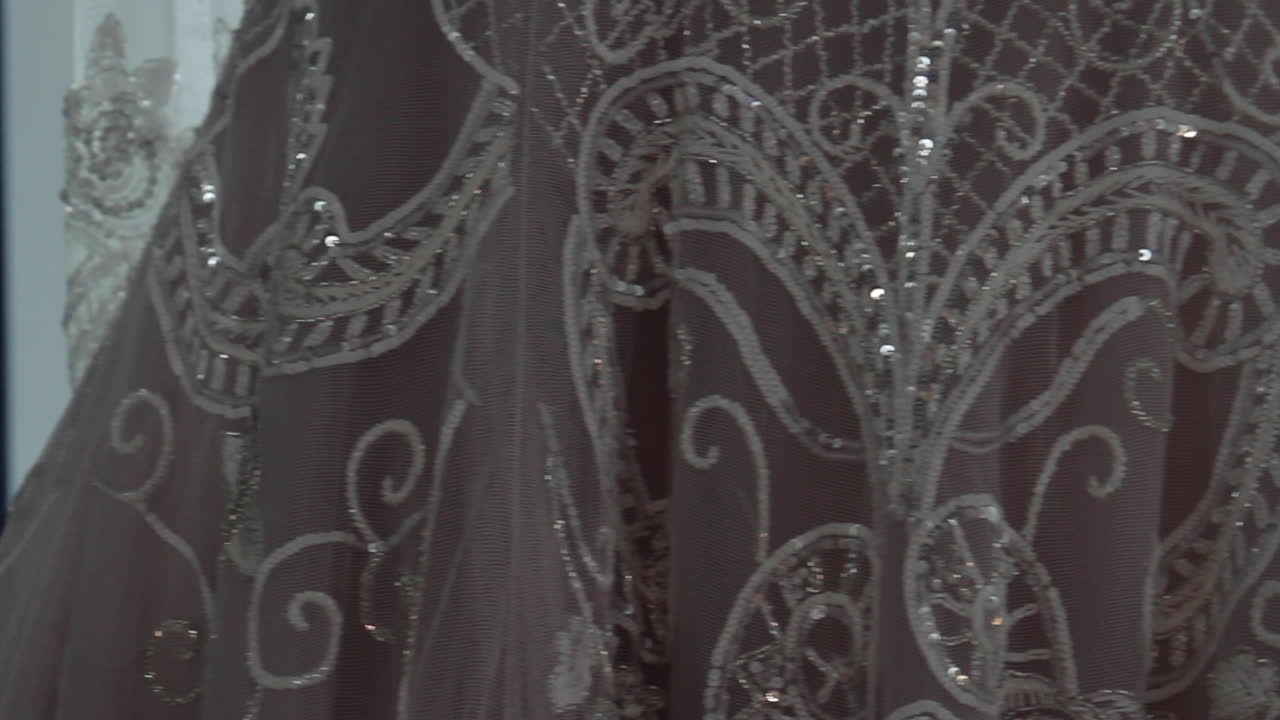 봉제 된 직물의 클로즈업