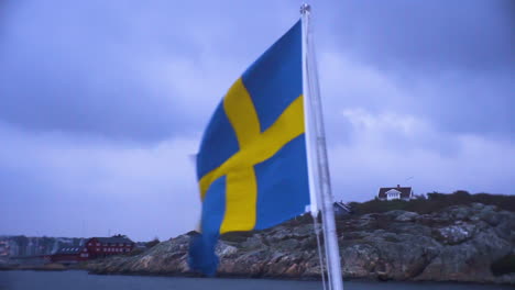 real swedish flag at the back of ship