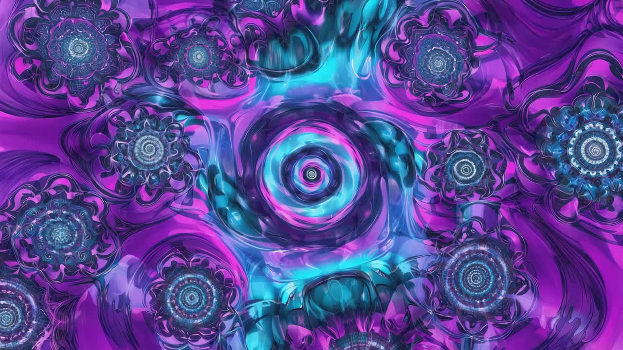 Vibrant Abstract Fractal Swirls in Purple and Blue