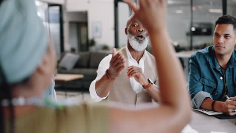 leadership, ceo or black woman with a question