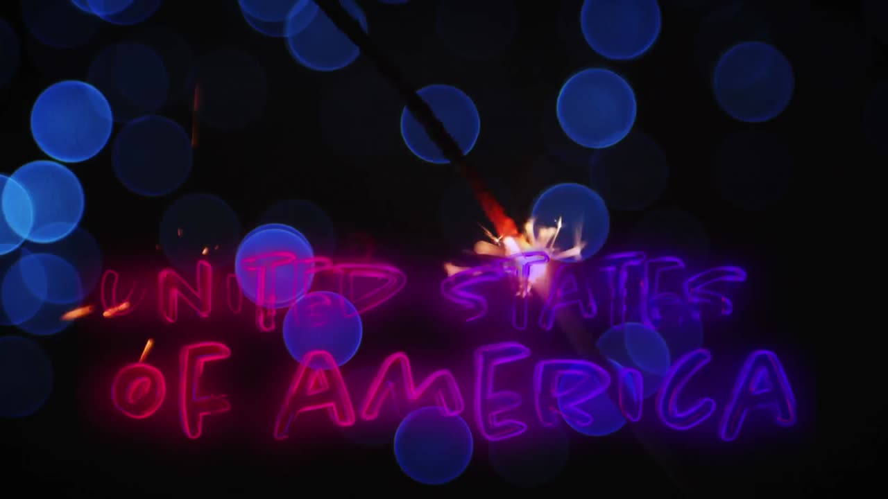 Scritta Stati Uniti d'America e un luccichio per il quattro luglio