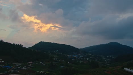 mountain village sunset view