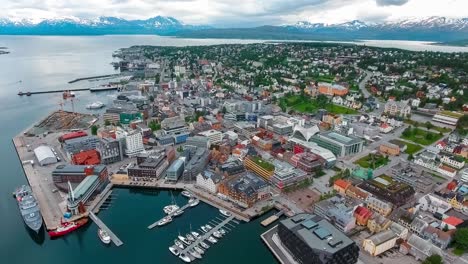 view of a marina in tromso, north norway