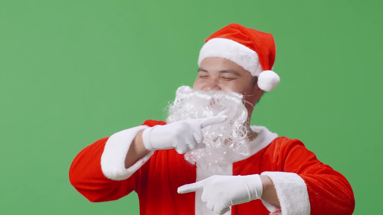 녹색 스크린에 있는 산타클로스 초상화