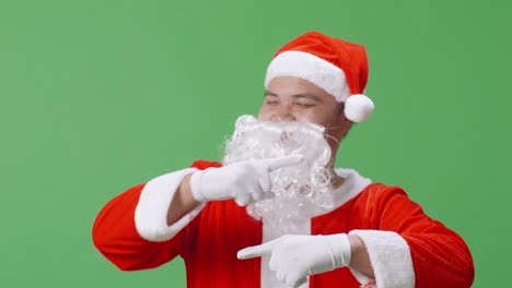 녹색 스크린에 있는 산타클로스 초상화