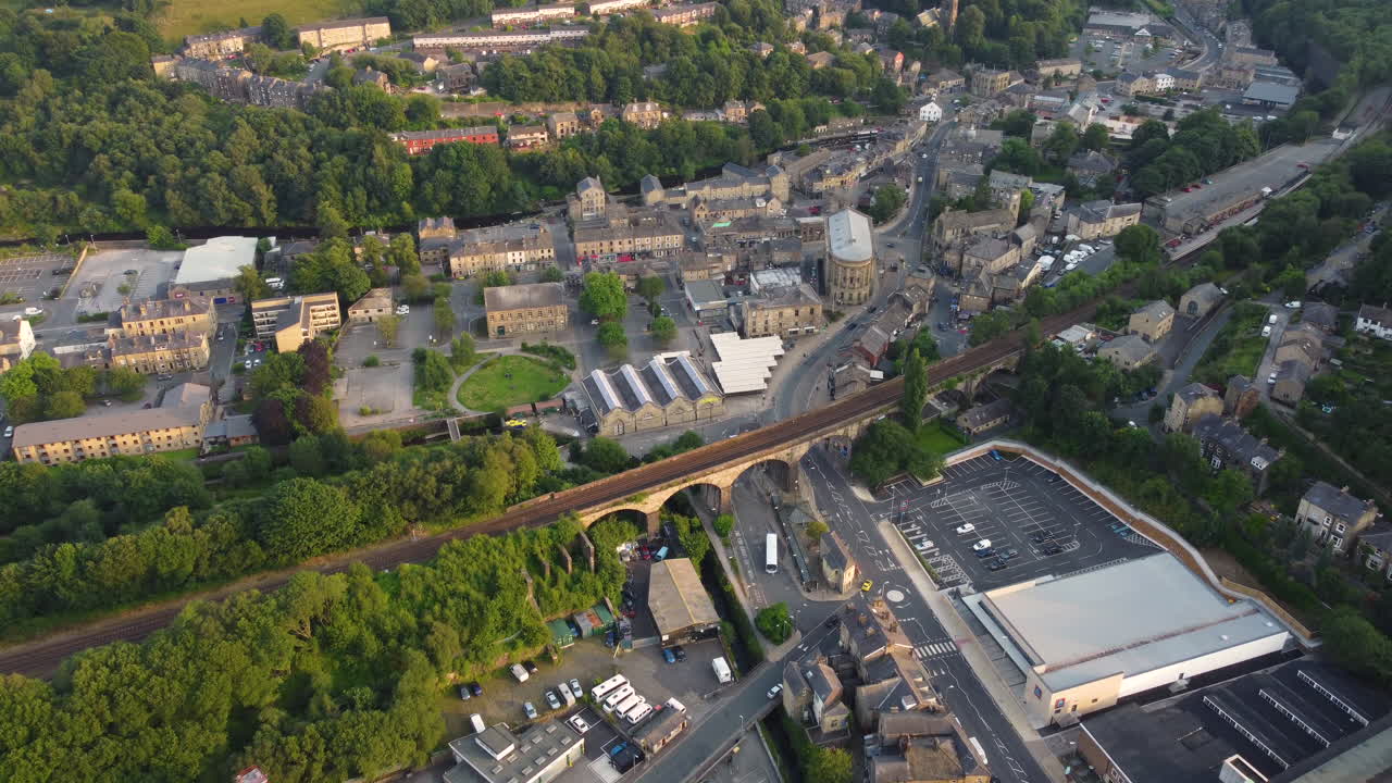 해질녘 공중 드론 요크셔 타운