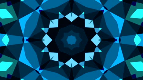 background of a kaleidoscope of symmetrically rotating geometric shapes in a circle