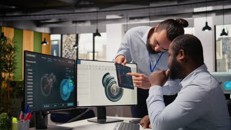 manager and renewable technologies scientist upgrade turbine