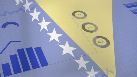 data visualization animation over flag of bosnia and herzegovina