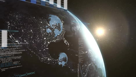 earth from space with data charts and graphs animation overlay