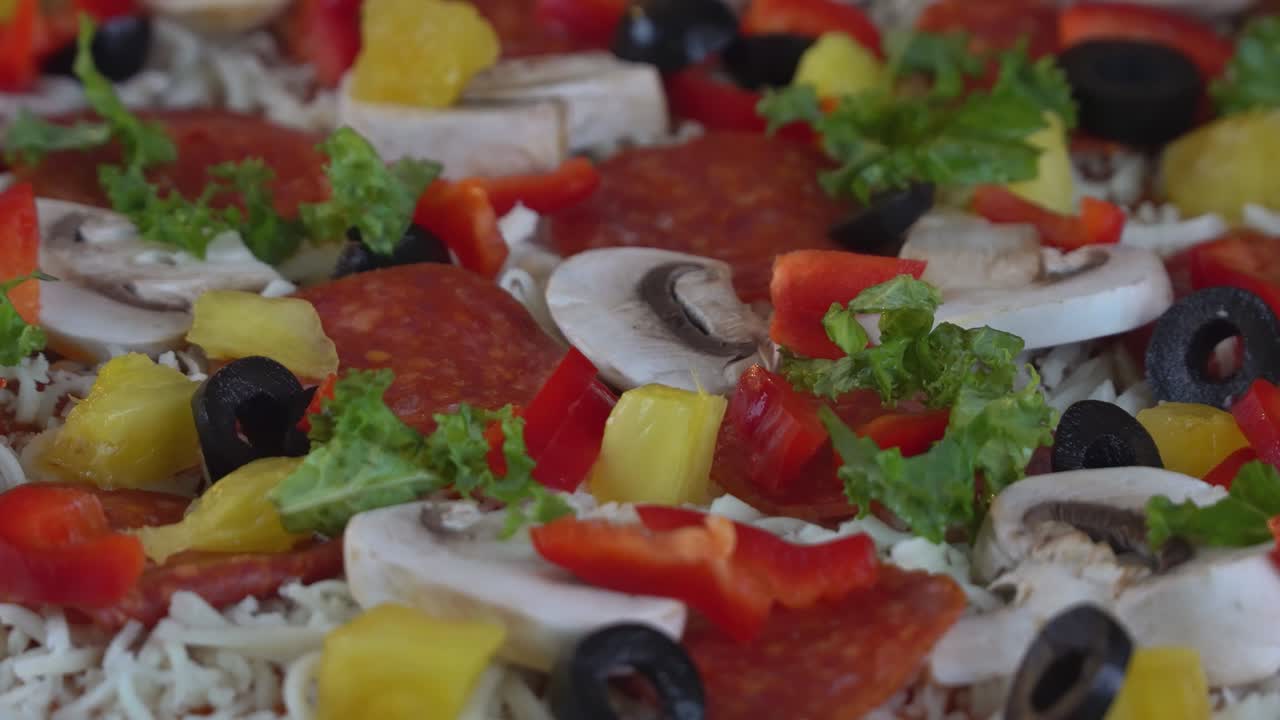 생 피자, 버섯, 페페로니, 파인애플