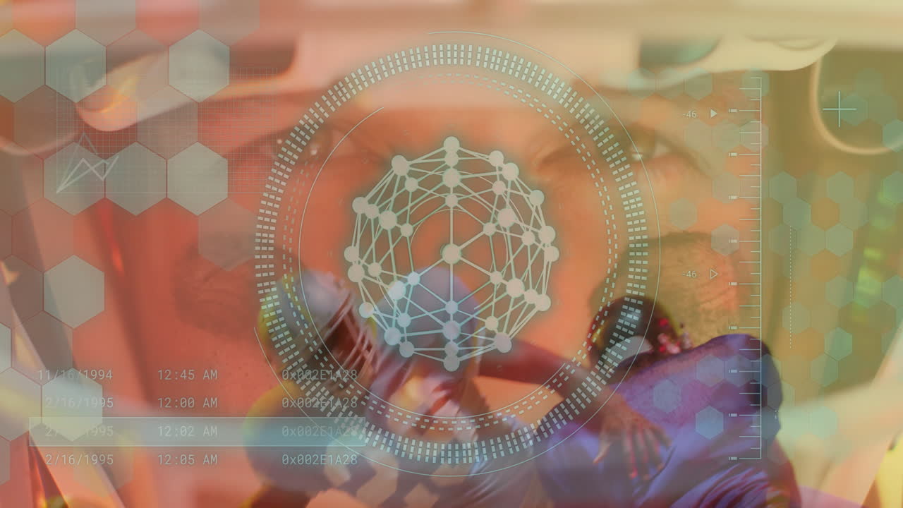 Network of connections and data processing animation over diverse people interacting