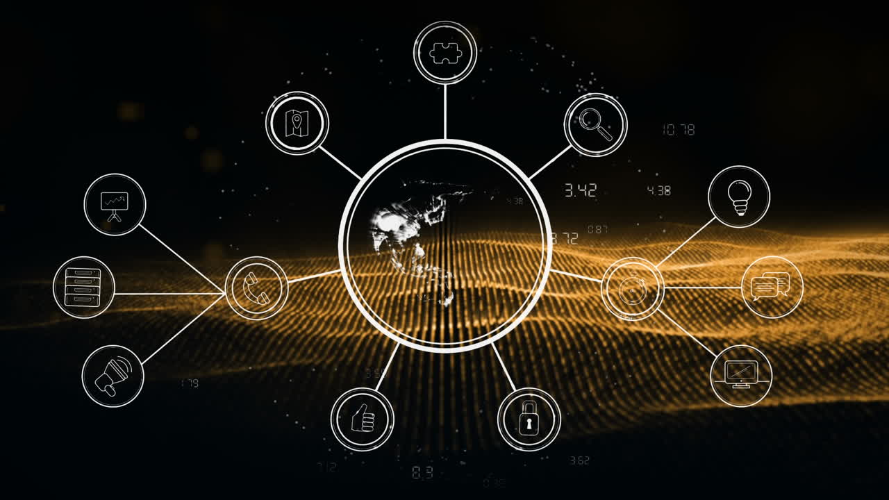 디지털 파동 배경에 대한 데이터에 연결된 디지털 지구