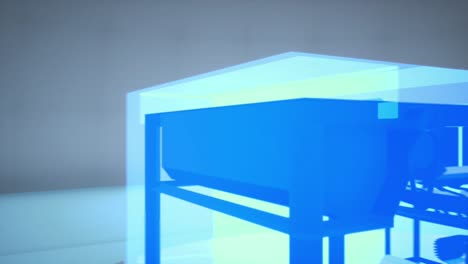 3D-Animation-Mit-Holografischer-Ansicht-Der-Schneidemaschine,-Computereffekt