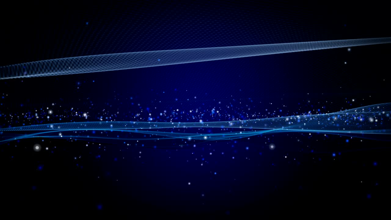 animación futurista con objeto de onda y partículas brillantes en cámara lenta, 4096x2304 bucle 4k