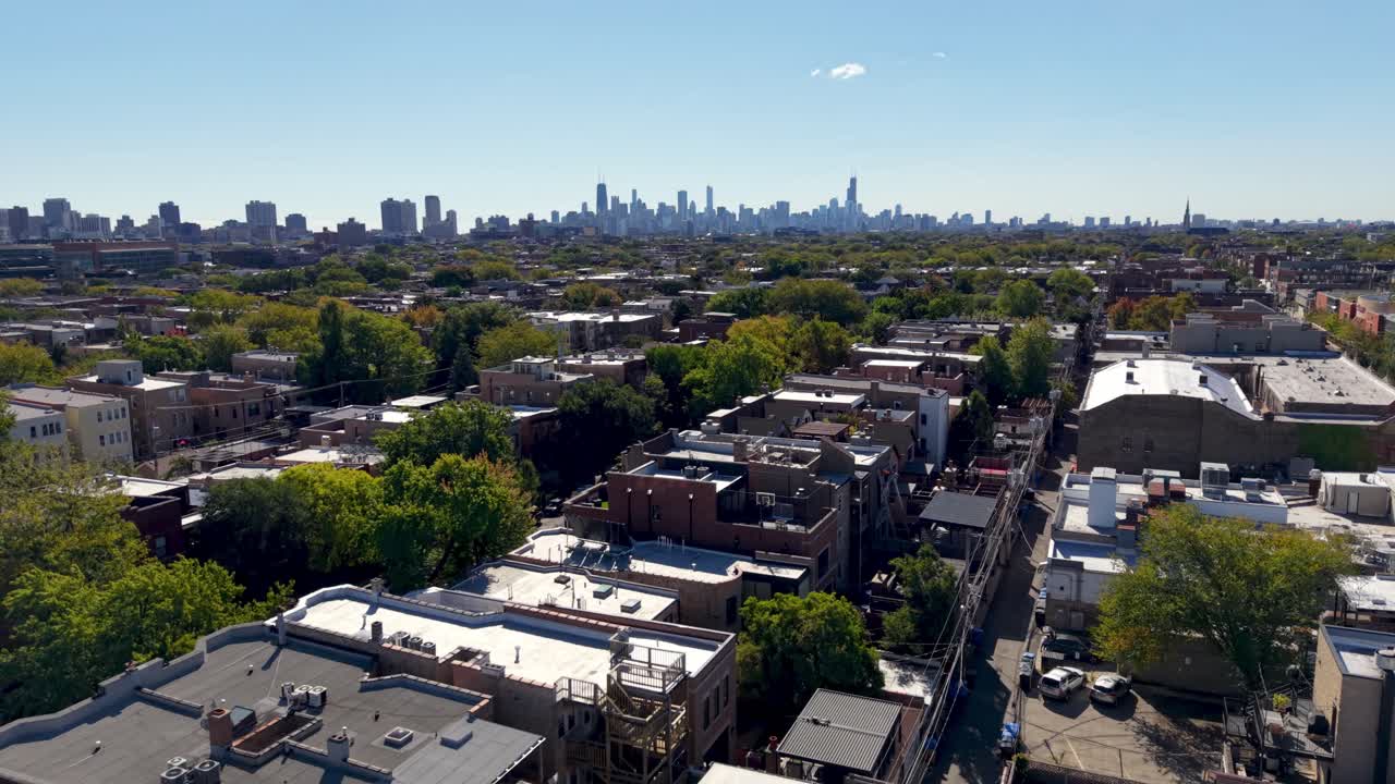 aerial tilt up Chicago Illinois Skyline
