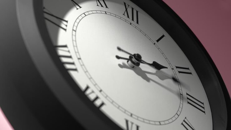 Latin Clock Face on Rosy Rose Pink Wall in Time Lapse