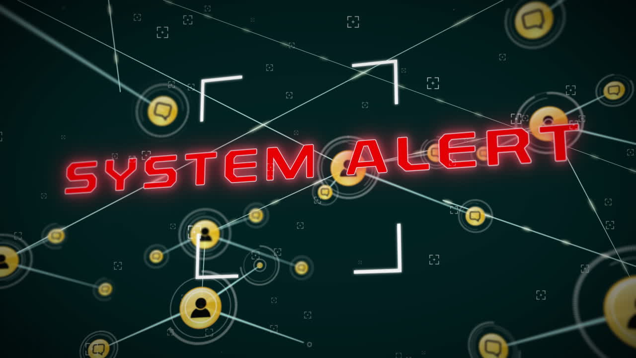 시스템 경고 텍스트의 애니메이션, 아이콘과 데이터 처리의 연결 네트워크