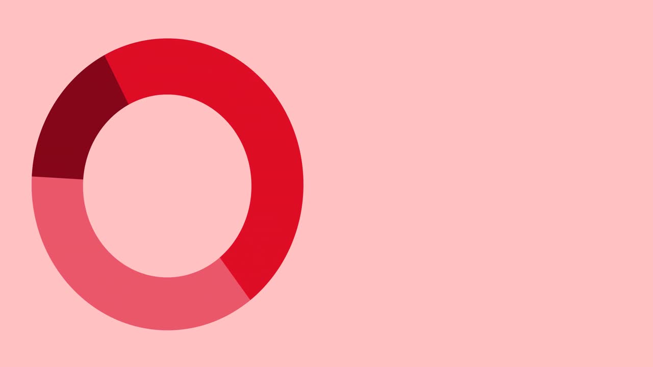 animación del gráfico de diagrama de pastel y procesamiento de datos sobre fondo rosa.