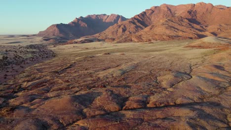 scenic aerial landscape of the brandberg mountain at sunrise, namibia