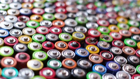 closeup of used aa finger batteries closeup of used aa finger batteries background of rotating batteries harmful effects of batteries