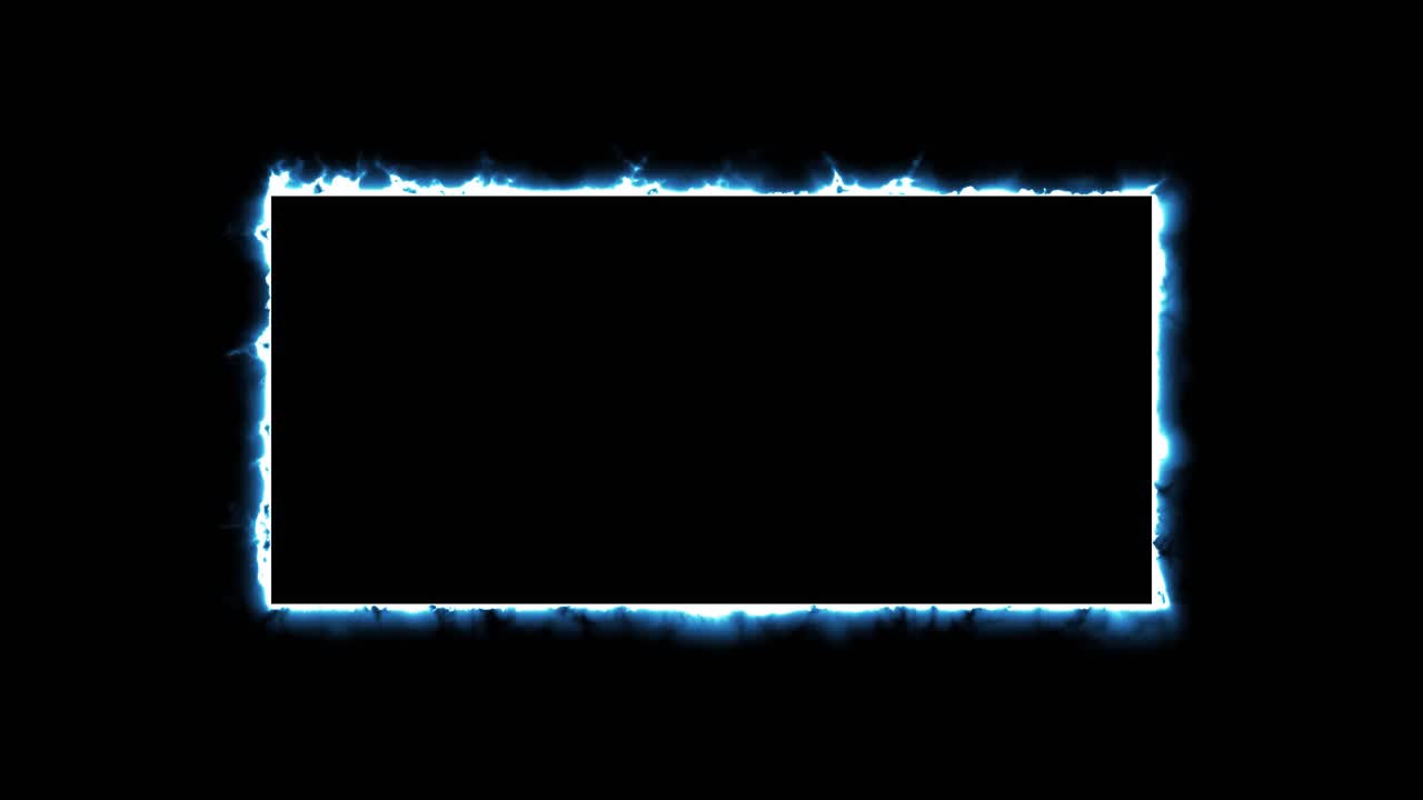 Blue Electric Glowing Rectangle Frame Animation on Black Background