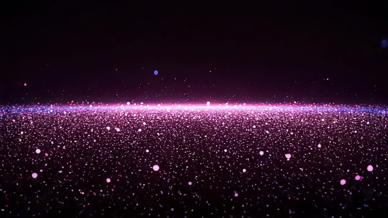 A Vibrant Cosmic Display: An Immersive Journey Through an Ethereal Landscape Filled with Glittering Particles and Rich Purple Hues