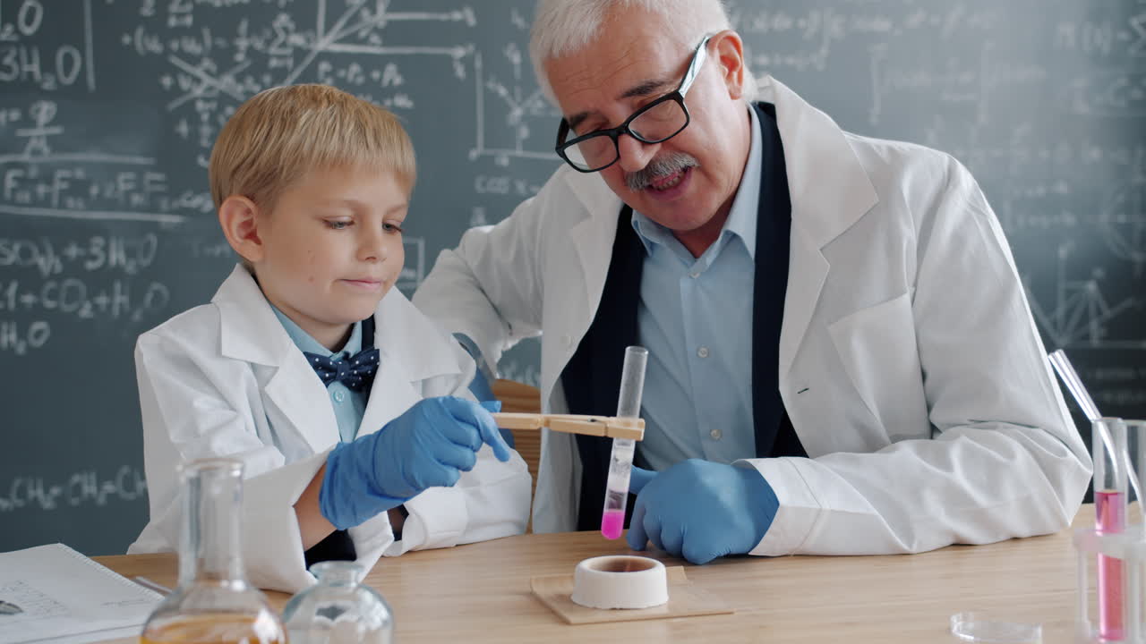 Child and Teacher Conducting a Science Experiment