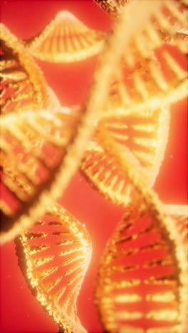 detailed visualization of dna structure with a vibrant red background