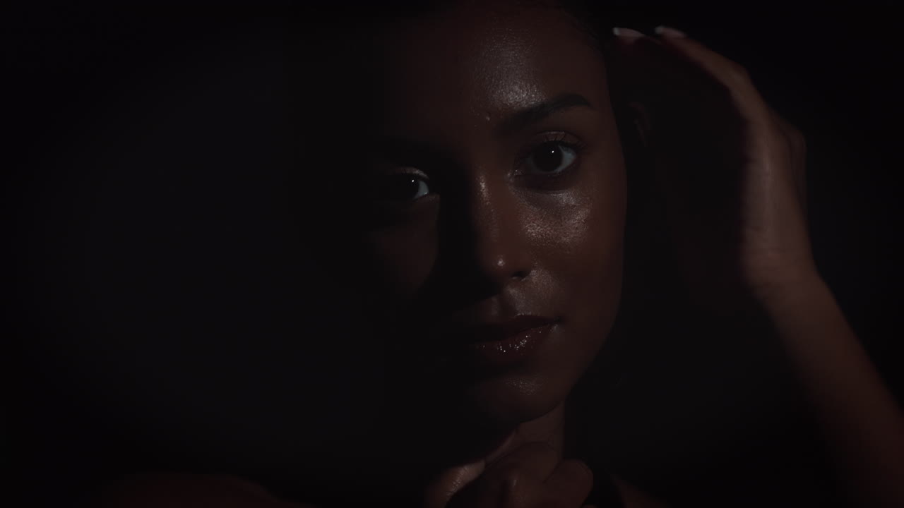 Striking portrait of a beautiful woman with radiant skin