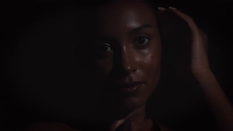 striking portrait of a beautiful woman with radiant skin