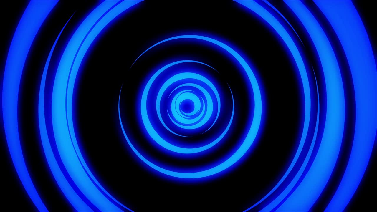 animación abstracta de un túnel de neón ligero formado por anillos móviles coloridos sobre un fondo negro. animación. abstracción colorida de círculos de neón que giran a diferentes velocidades