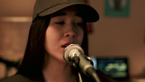 woman rehearsing indoors