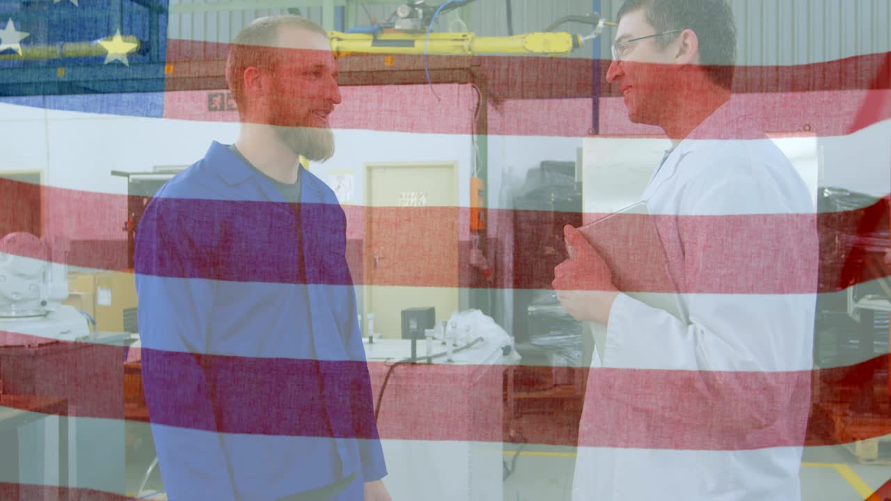 배경 에 있는 사람 위 에 흔들리는 미국  ⁇ 발 의 애니메이션