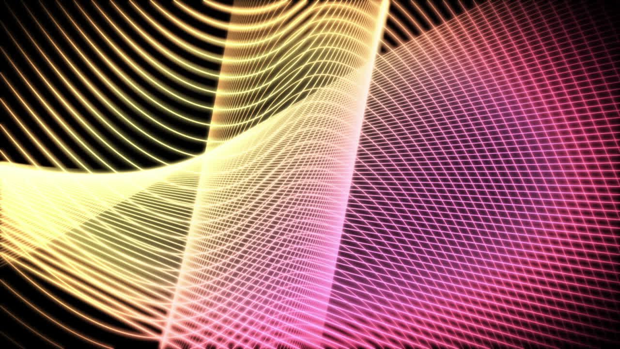 Voluta di linee rosa e gialle in movimento
