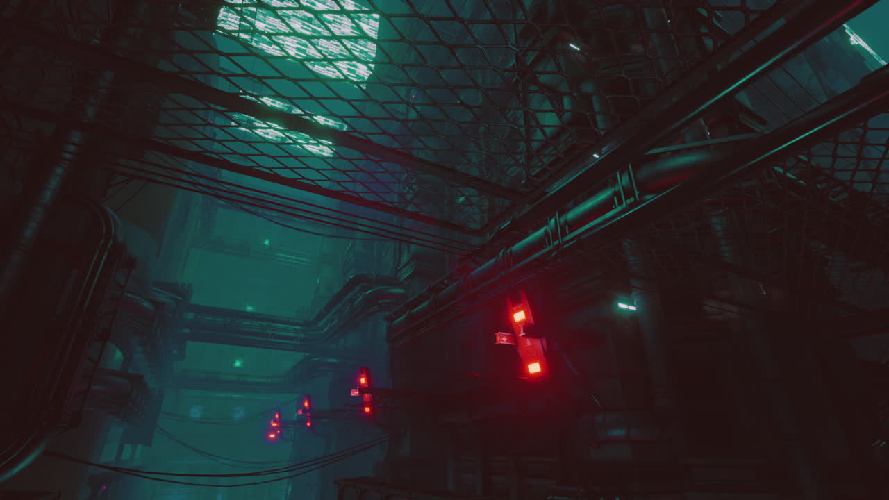 미래 과학 소설 도시의 네온 불빛