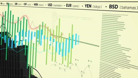 Financial-data-and-currency-exchange-rates-animation-over-bar-and-line-graphs