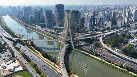 cable bridge at downtown in sao paulo brazil