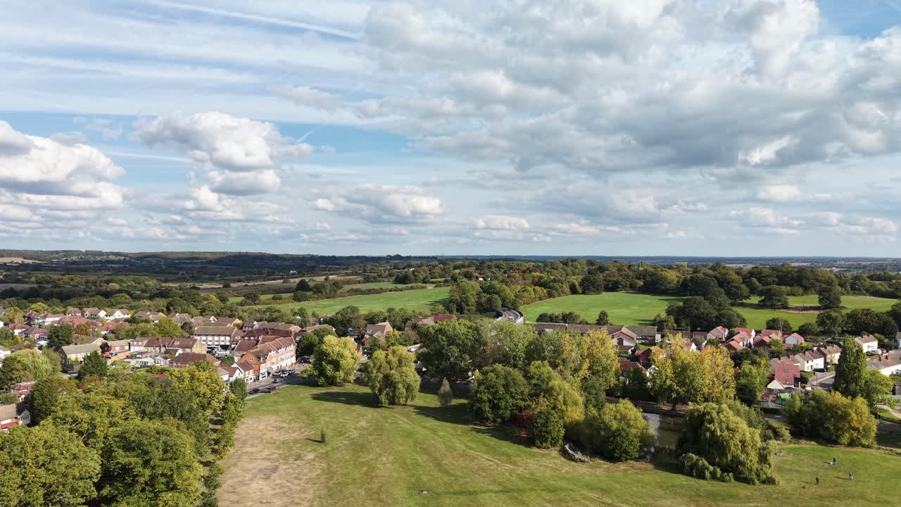 Theydon Bois village Essex England Panning drone aerial turn