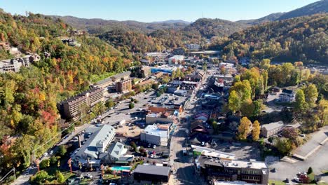 aerial pullout gatlinburg tennessee in fall