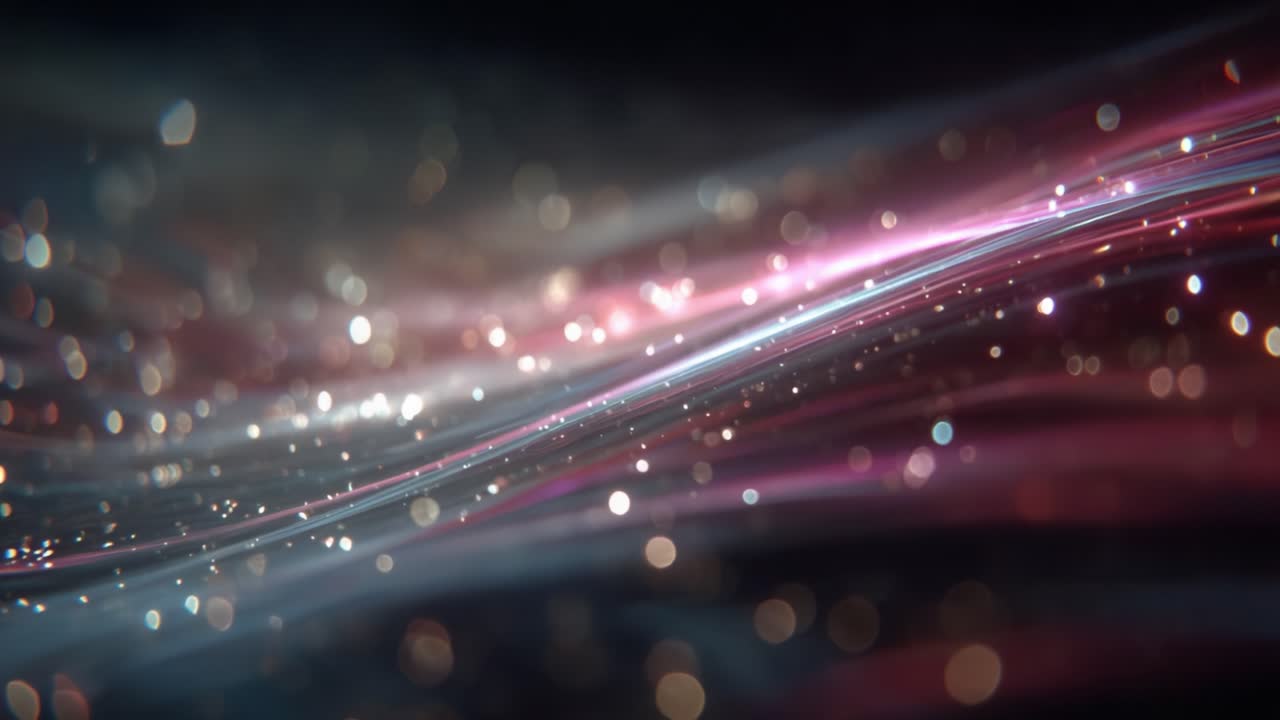 Una straordinaria esplorazione di luce e movimento eterei: un flusso accattivante di colori astratti e bolle in una visualizzazione affascinante di energia visiva