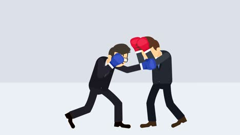 business man battle in boxing gloves. business competition concept. loop illustration in flat style.