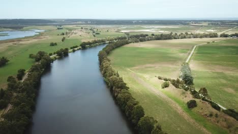 drone footage along the snowy river and adjacent wetlands near marlo, in gippsland, victoria, australia, december 2020