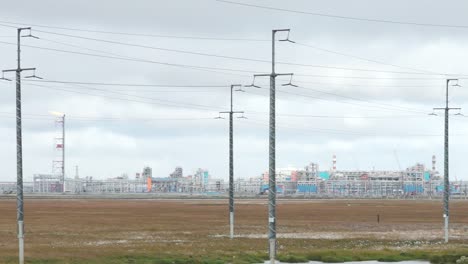 oil refinery and power lines