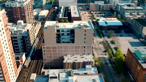 an aerial view of the centre of chicago
